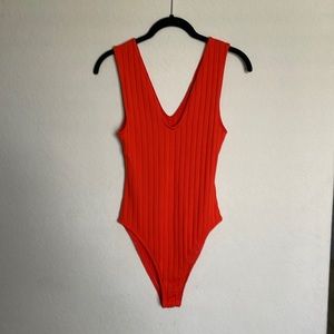 Zara Orange Sleeveless  V Neck Bodysuit…Small size Great Stretch.Gently used!